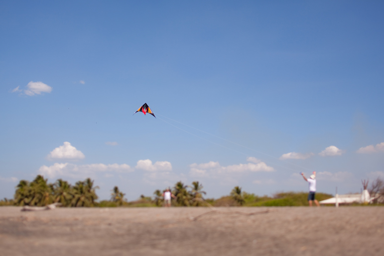 flying a kite : on a beach in Nicaragua
