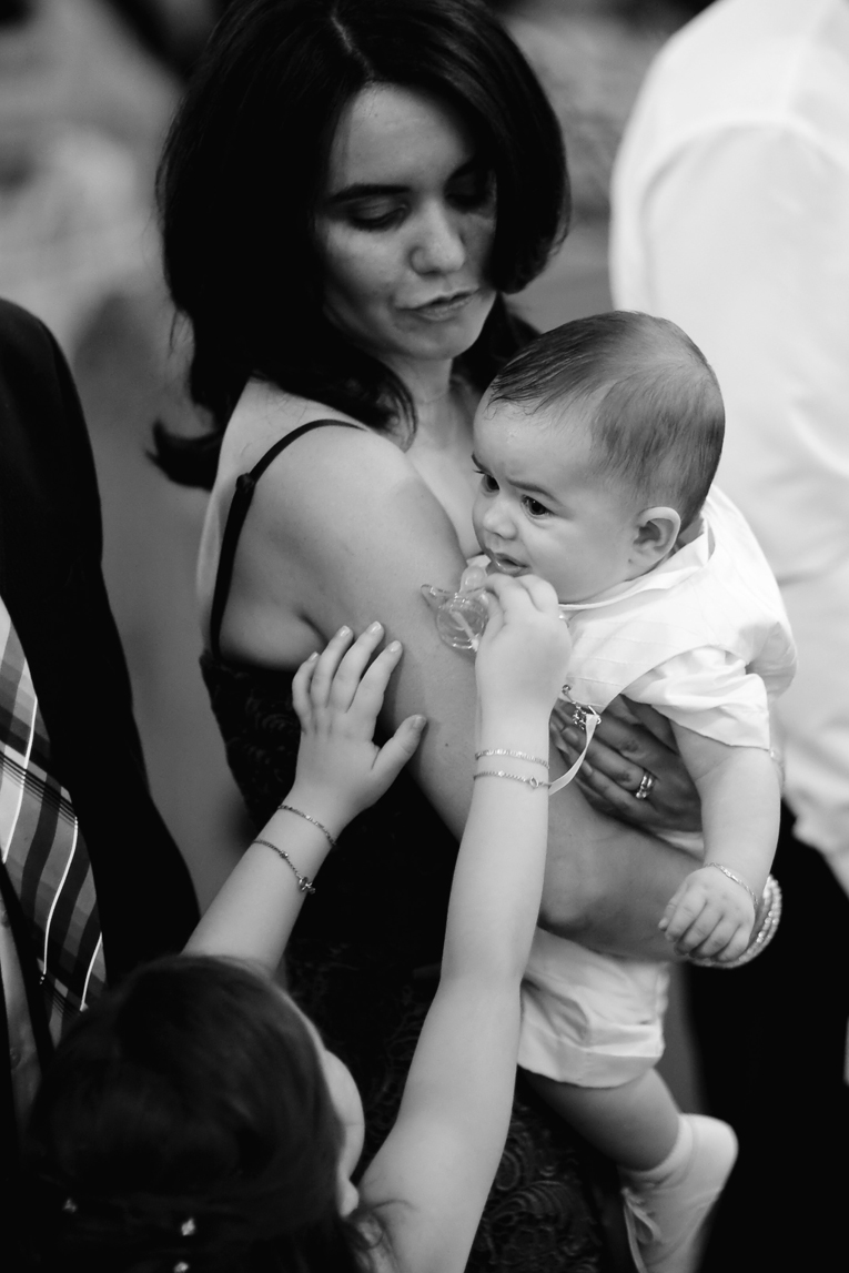 Baptism photo : sister helping brother