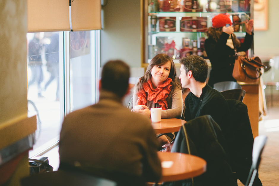 Toronto Photojournalistic Photography : couple enjoying coffee at Tim Horton's