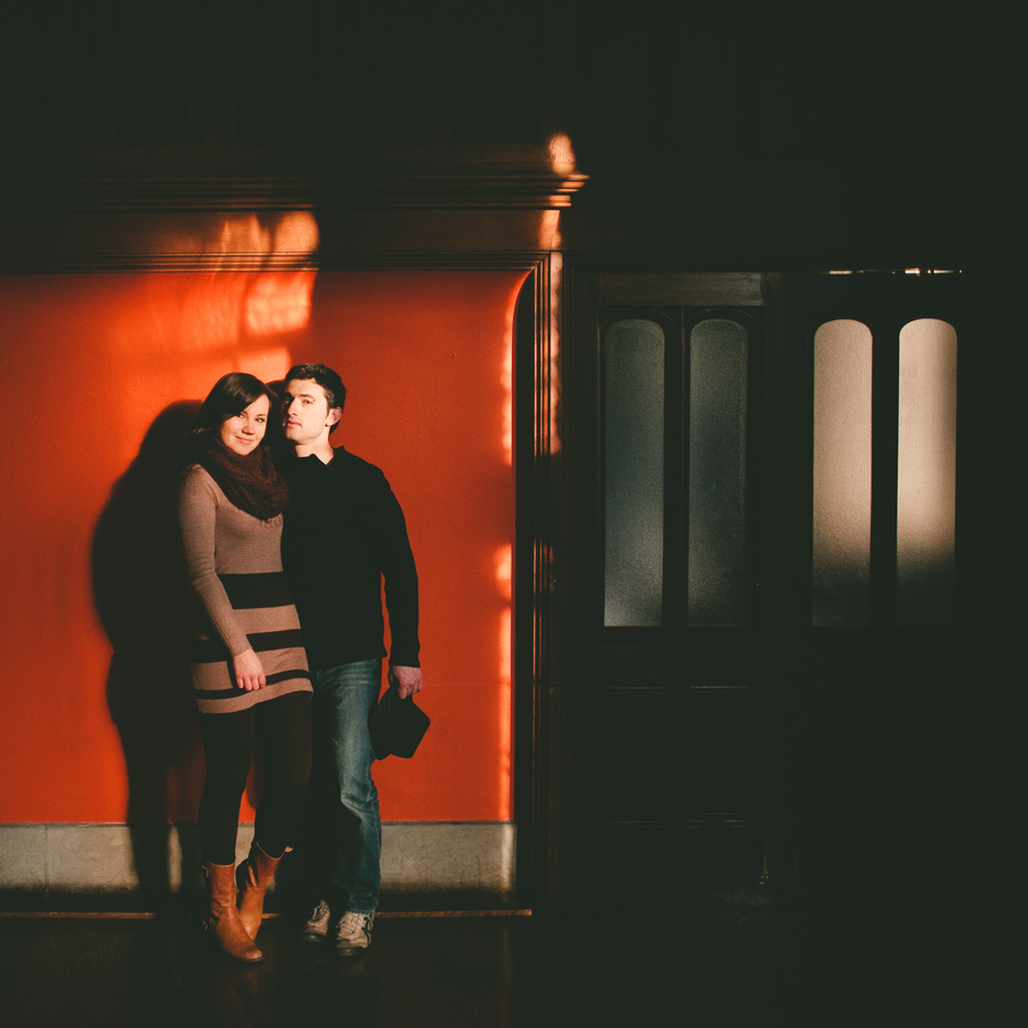 Toronto Engagement Photography : beautiful light on wall
