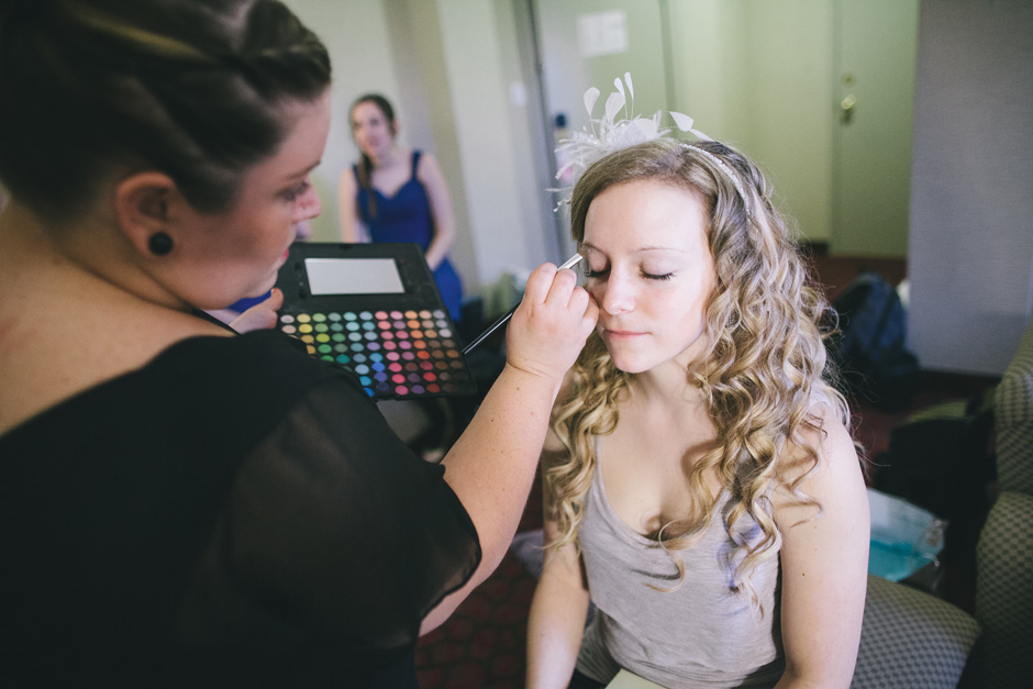 Putting on makeup
