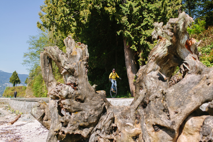 Riding a unicycle in British Columbia