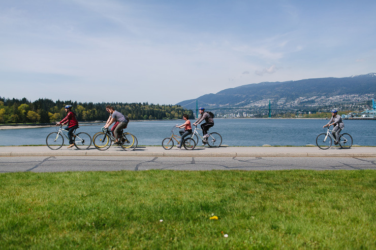 SWPB Group biking in Stanley Park with Brian Van Wyk, Andy Stenz, Sabrina Kolotylo, Dallas Kolotylo, Tomasz Wagner and Don J Derosier