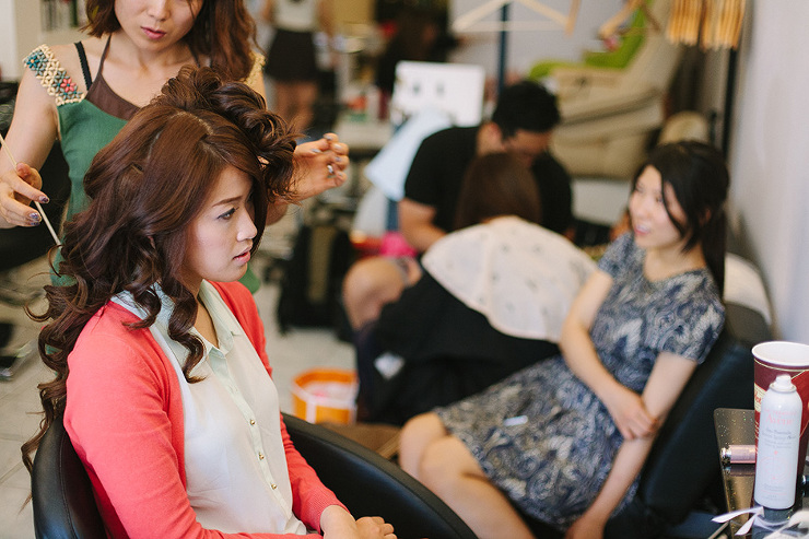 Toronto Wedding Getting Ready Photographer at Hair Salon