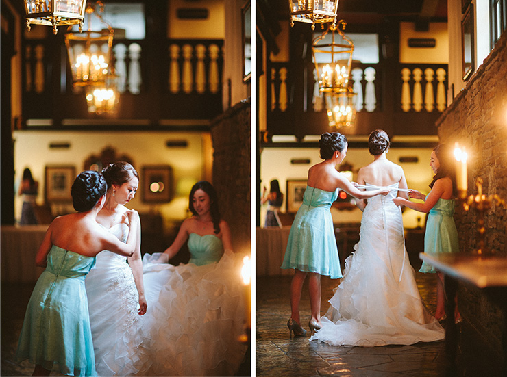 Bride getting ready at wedding