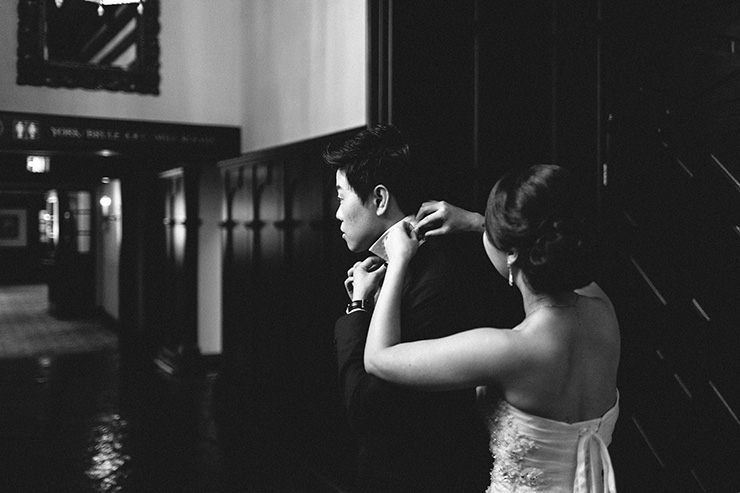 Groom getting ready at wedding