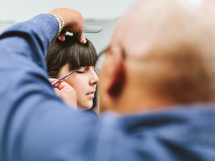 Getting ready photos at salon for Bride at wedding