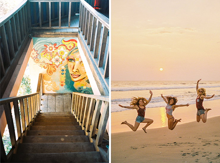 Art Mural and sunset Jumping at Surfing Turtle Lodge