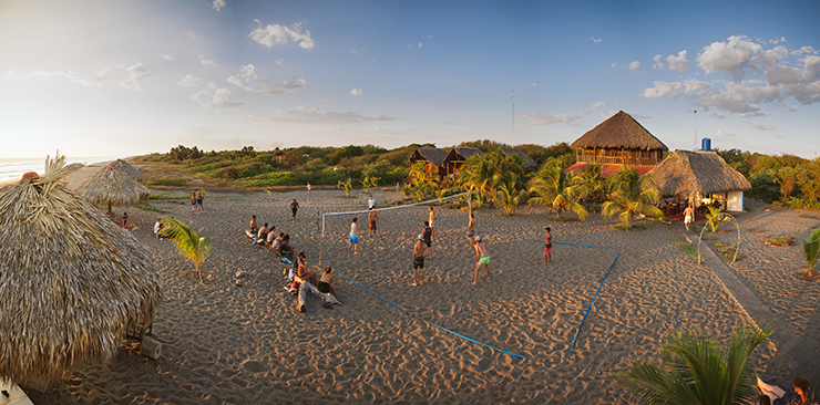 Panorama Volleyball game at Surfing Turtle Lodge in Nicaragua