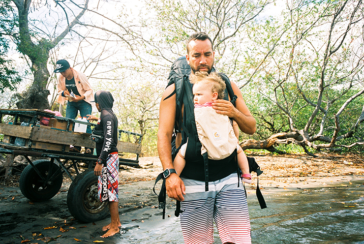 Toronto Documentary Travel Photography at Aldo Fernandez leaves Surfing Turtle Lodge with his daughter Ava in Nicaragua