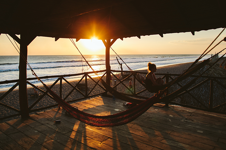 Sunset at Surfing Turtle Hostel in Nicaragua