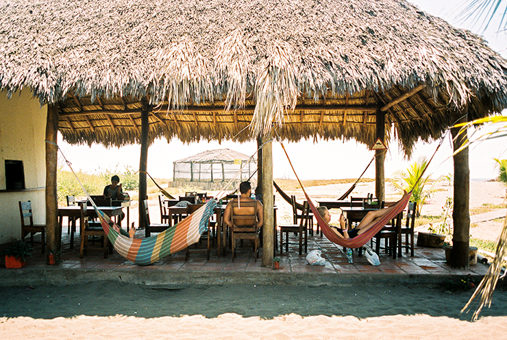 Relaxing in hammocks at Surfing Turtle Lodge in Nicaragua