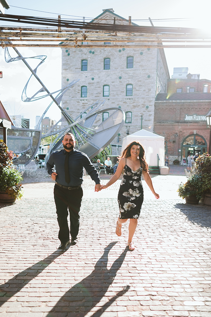 Engagement photo at Toronto Distillery District