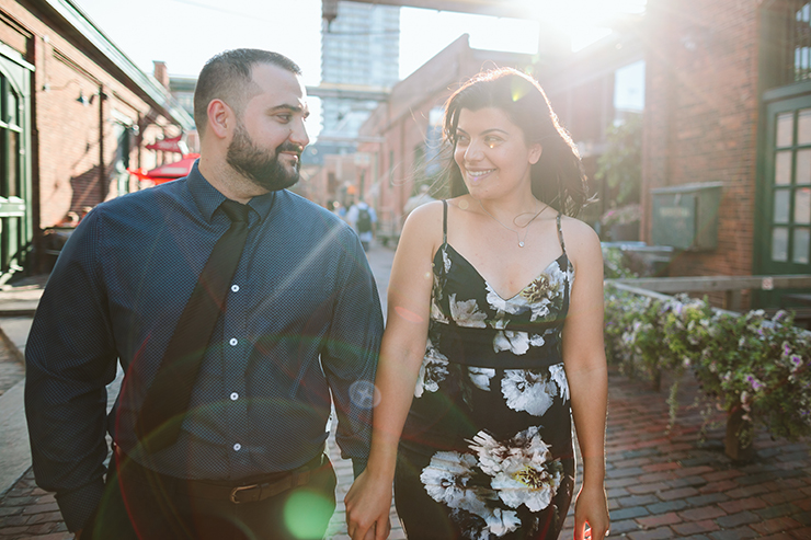 Engagement pics at Distillery District in Toronto