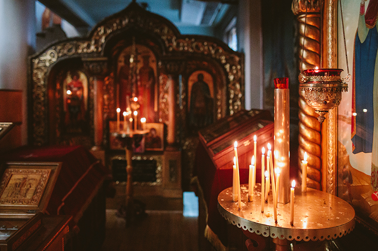 Candles at Holy Trinity Russian Orthodox Church in Toronto